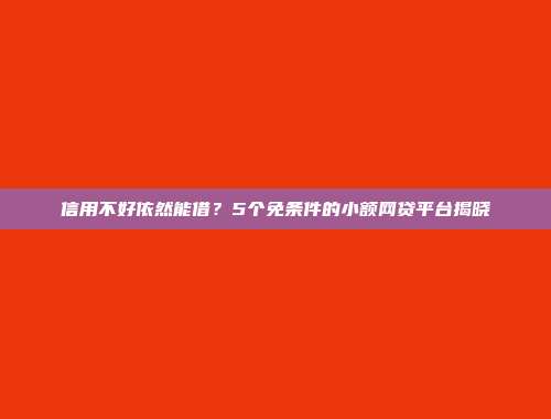 信用不好依然能借？5个免条件的小额网贷平台揭晓