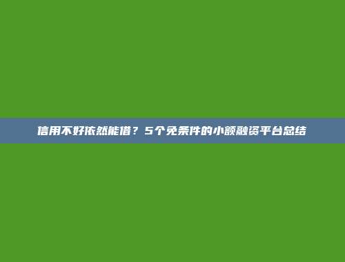 信用不好依然能借？5个免条件的小额融资平台总结