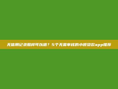 无信用记录照样可以借？5个无需审核的小额贷款app推荐