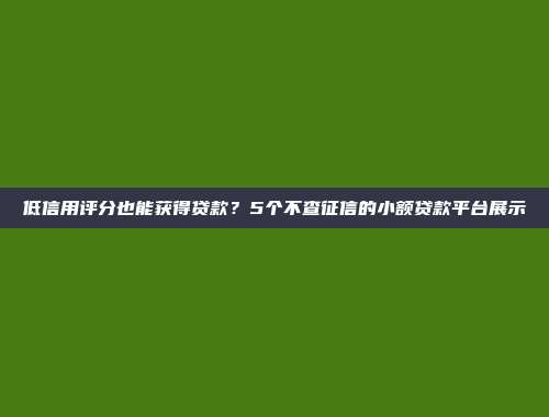 低信用评分也能获得贷款？5个不查征信的小额贷款平台展示