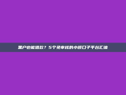 黑户也能借款？5个免审核的小额口子平台汇编