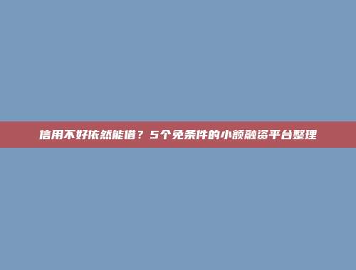 信用不好依然能借？5个免条件的小额融资平台整理