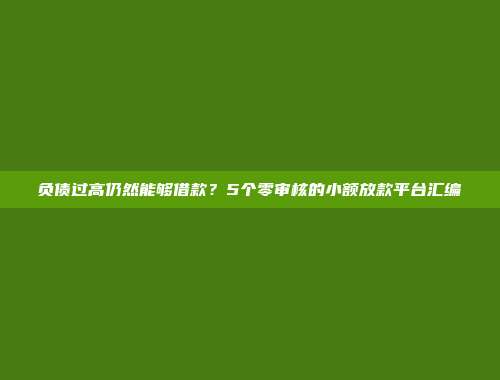 负债过高仍然能够借款？5个零审核的小额放款平台汇编