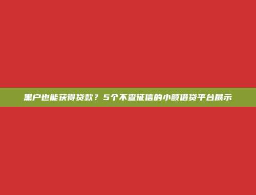 黑户也能获得贷款？5个不查征信的小额借贷平台展示