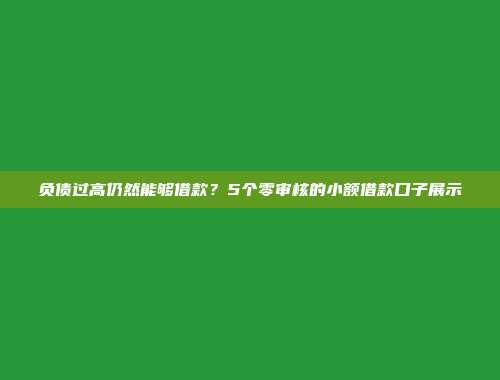 负债过高仍然能够借款？5个零审核的小额借款口子展示