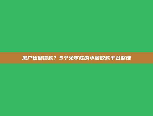 黑户也能借款？5个免审核的小额放款平台整理