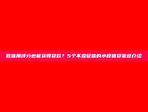 低信用评分也能获得贷款？5个不查征信的小额借贷渠道介绍