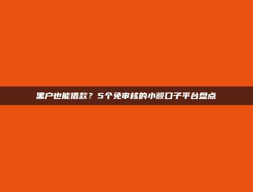 黑户也能借款？5个免审核的小额口子平台盘点