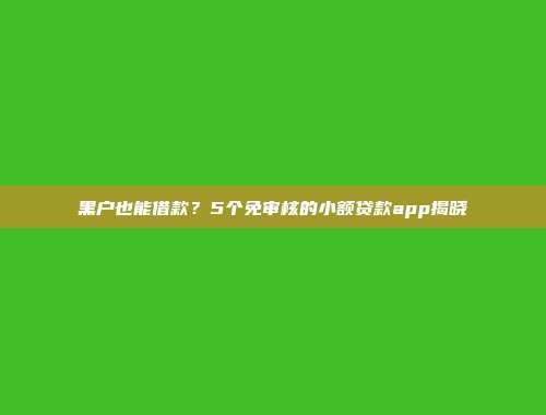 黑户也能借款？5个免审核的小额贷款app揭晓