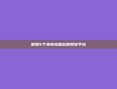 整理5个免审核借款的网贷平台