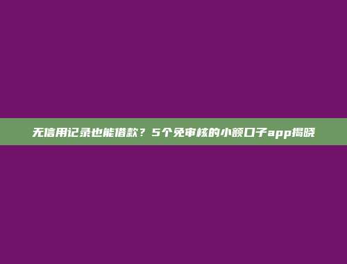 无信用记录也能借款？5个免审核的小额口子app揭晓