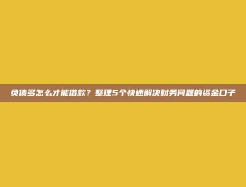 负债多怎么才能借款？整理5个快速解决财务问题的资金口子