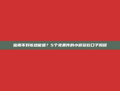 信用不好依然能借？5个免条件的小额贷款口子揭晓