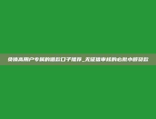 负债高用户专属的借款口子推荐_无征信审核的必批小额贷款