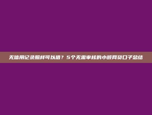 无信用记录照样可以借？5个无需审核的小额网贷口子总结