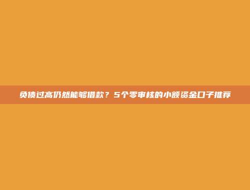 负债过高仍然能够借款？5个零审核的小额资金口子推荐