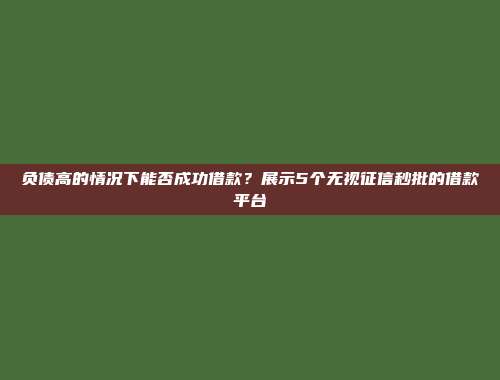 负债高的情况下能否成功借款？展示5个无视征信秒批的借款平台