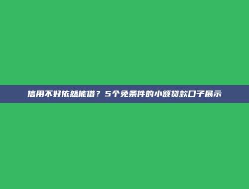 信用不好依然能借？5个免条件的小额贷款口子展示