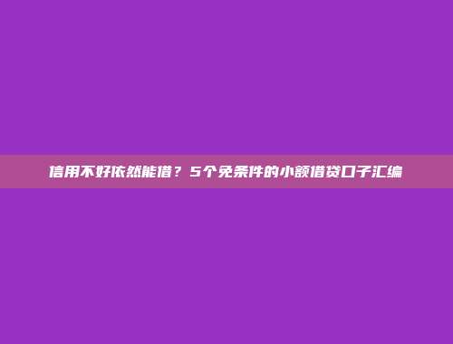 信用不好依然能借？5个免条件的小额借贷口子汇编