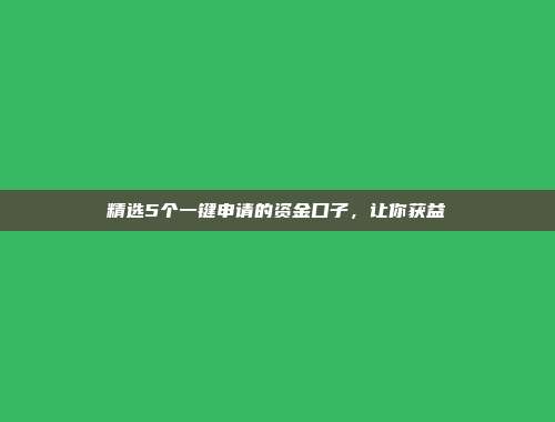 精选5个一键申请的资金口子，让你获益