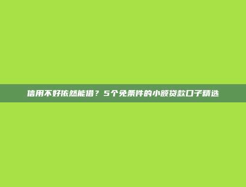 信用不好依然能借？5个免条件的小额贷款口子精选