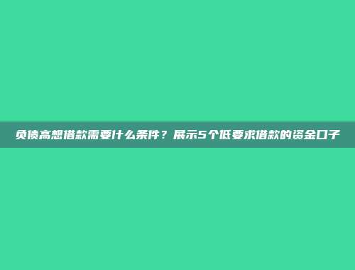 负债高想借款需要什么条件？展示5个低要求借款的资金口子