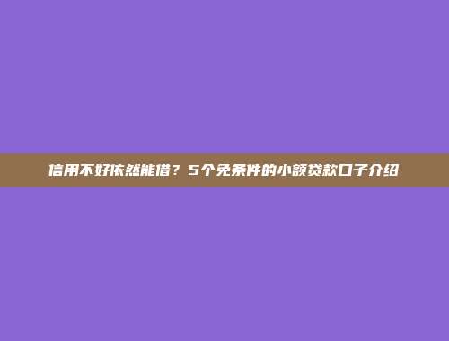 信用不好依然能借？5个免条件的小额贷款口子介绍