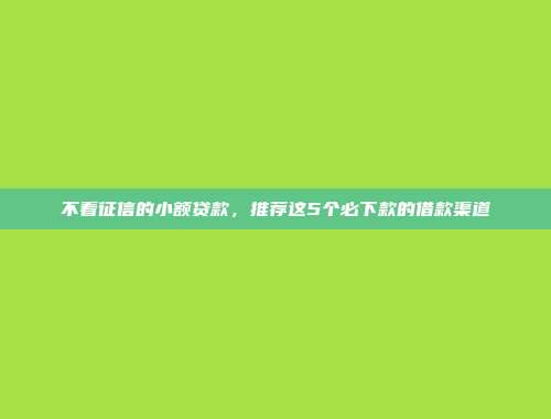 展示5个灵活借贷的贷款通道