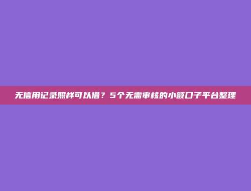 无信用记录照样可以借？5个无需审核的小额口子平台整理