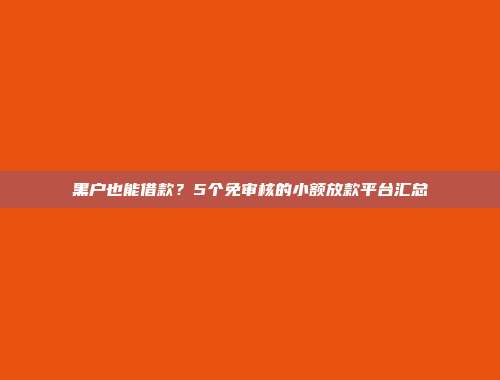 黑户也能借款？5个免审核的小额放款平台汇总