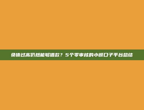 负债过高仍然能够借款？5个零审核的小额口子平台总结