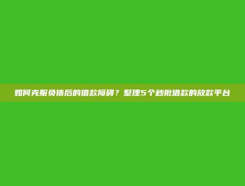 如何克服负债后的借款障碍？整理5个秒批借款的放款平台