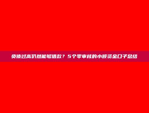 负债过高仍然能够借款？5个零审核的小额资金口子总结