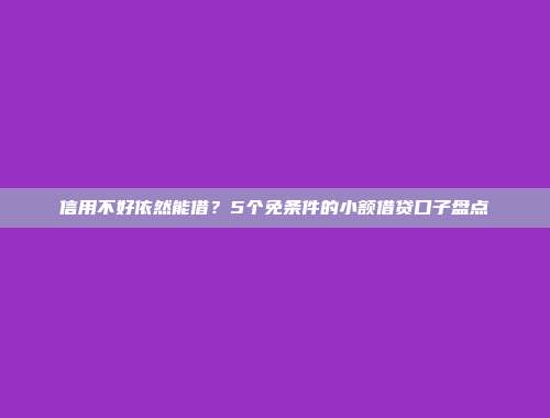 信用不好依然能借？5个免条件的小额借贷口子盘点