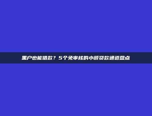 黑户也能借款？5个免审核的小额贷款通道盘点