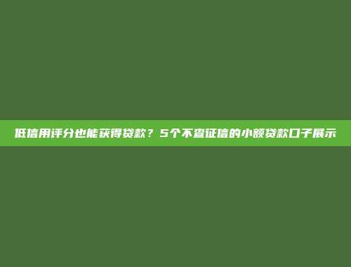 低信用评分也能获得贷款？5个不查征信的小额贷款口子展示