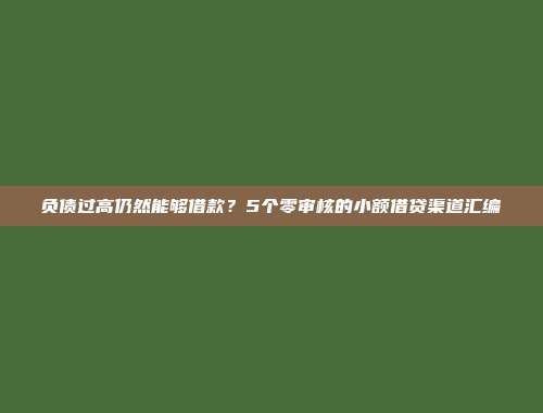 负债过高仍然能够借款？5个零审核的小额借贷渠道汇编