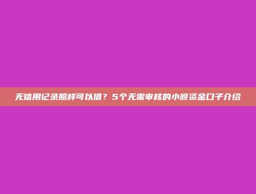 无信用记录照样可以借？5个无需审核的小额资金口子介绍