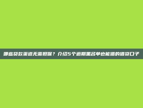 哪些贷款渠道无需担保？介绍5个逾期黑名单也能借的借贷口子