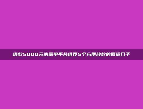 借款5000元的简单平台推荐5个方便放款的网贷口子