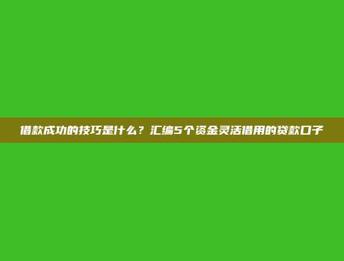 借款成功的技巧是什么？汇编5个资金灵活借用的贷款口子