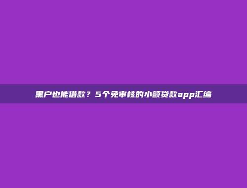 黑户也能借款？5个免审核的小额贷款app汇编