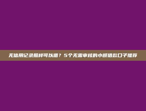 无信用记录照样可以借？5个无需审核的小额借款口子推荐