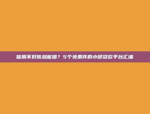 信用不好依然能借？5个免条件的小额贷款平台汇编