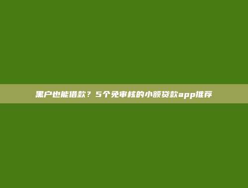 黑户也能借款？5个免审核的小额贷款app推荐