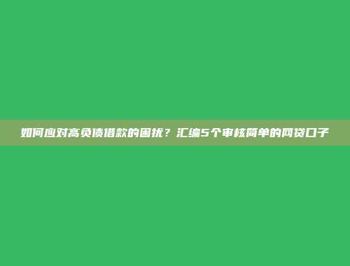 如何应对高负债借款的困扰？汇编5个审核简单的网贷口子