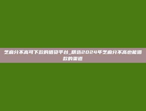 芝麻分不高可下款的借贷平台_精选2024年芝麻分不高也能借款的渠道