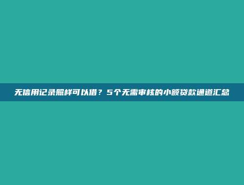 无信用记录照样可以借？5个无需审核的小额贷款通道汇总