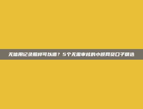 无信用记录照样可以借？5个无需审核的小额网贷口子精选