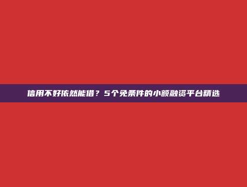 信用不好依然能借？5个免条件的小额融资平台精选